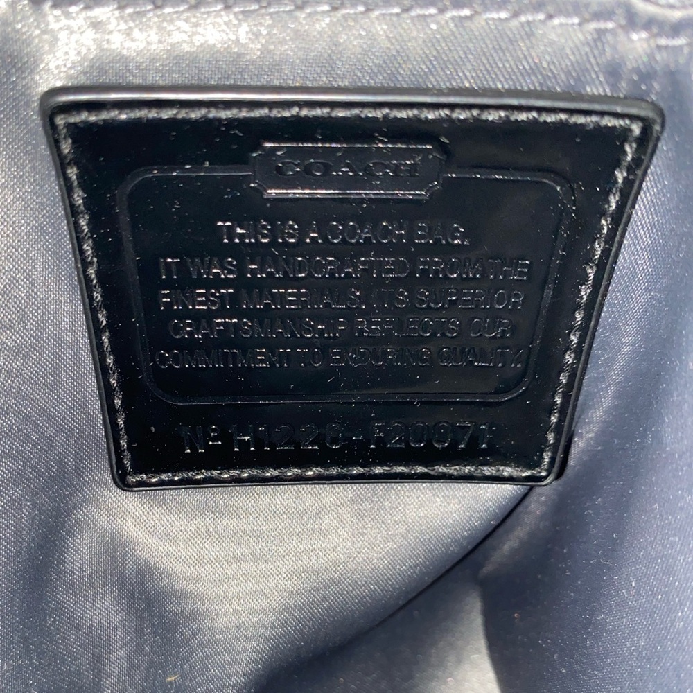 Coach Purple Camo Nylon Tote with Black Leather Trim - Picture 6 of 10
